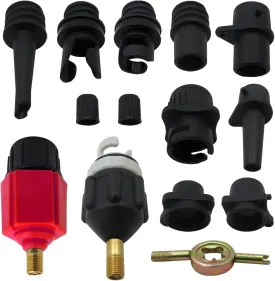 2 Inflatable Pump Adaptor, Paddle Board Valve Adapter with 9 Standard Conventional Air Pump Nozzles for Inflatables SUP Inflator Adapter Inflatable Boat Paddle Board SUP Board
