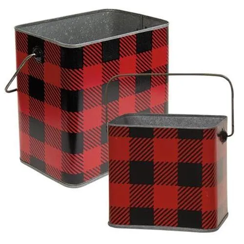 2/Set, Nesting Metal Buffalo Check Buckets