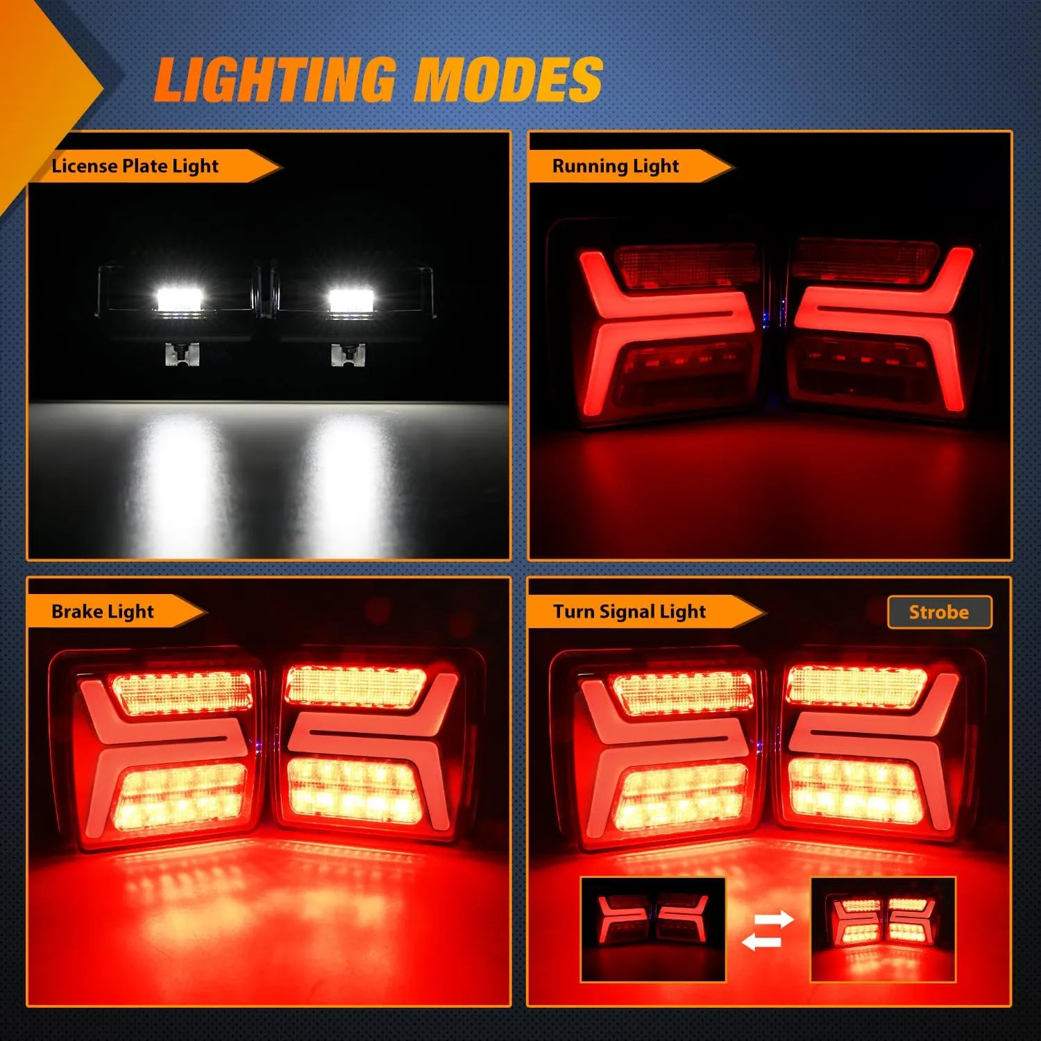 58Leds Wireless Tow Tail Light Rechargeable Towing Light Kit (Pair)