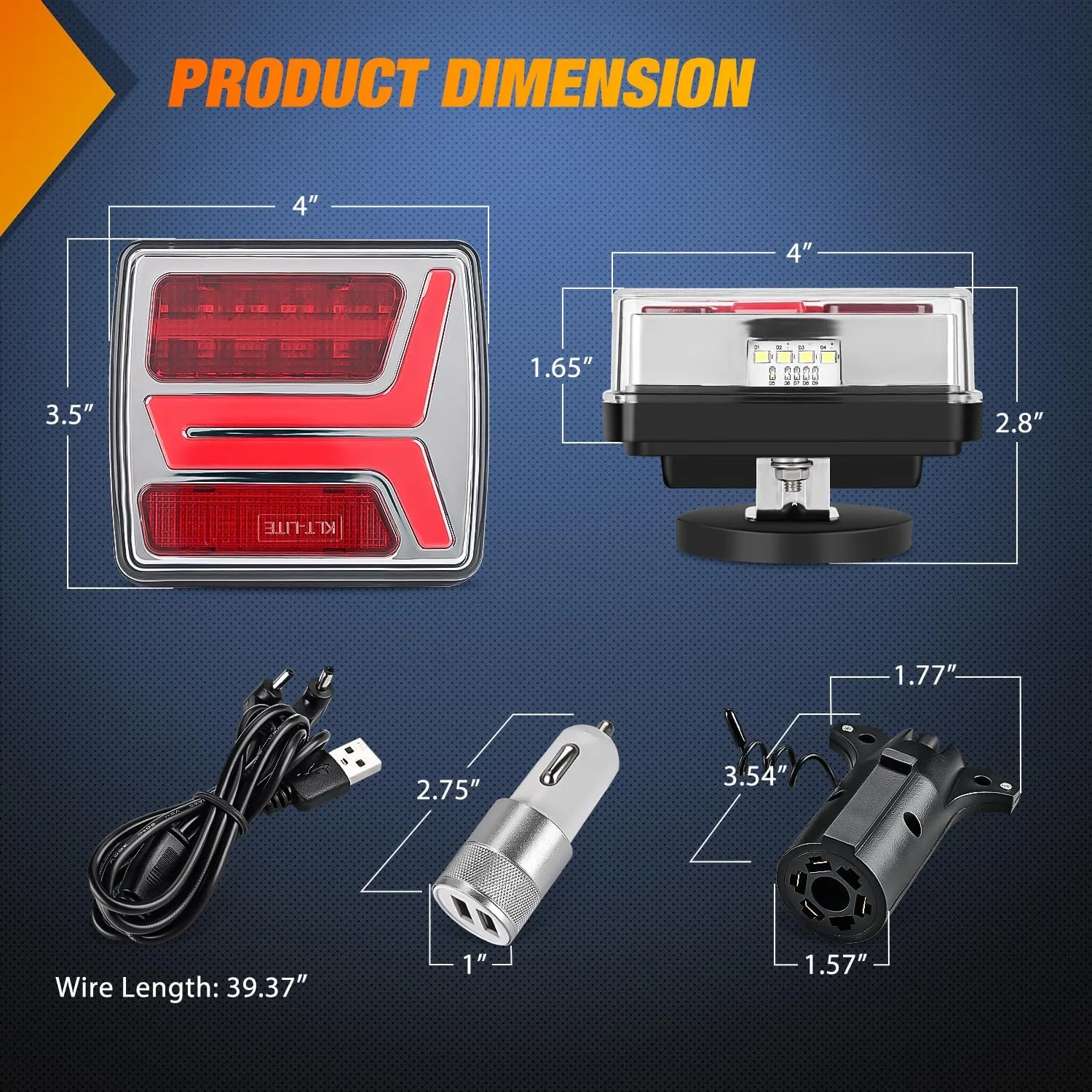 58Leds Wireless Tow Tail Light Rechargeable Towing Light Kit (Pair)