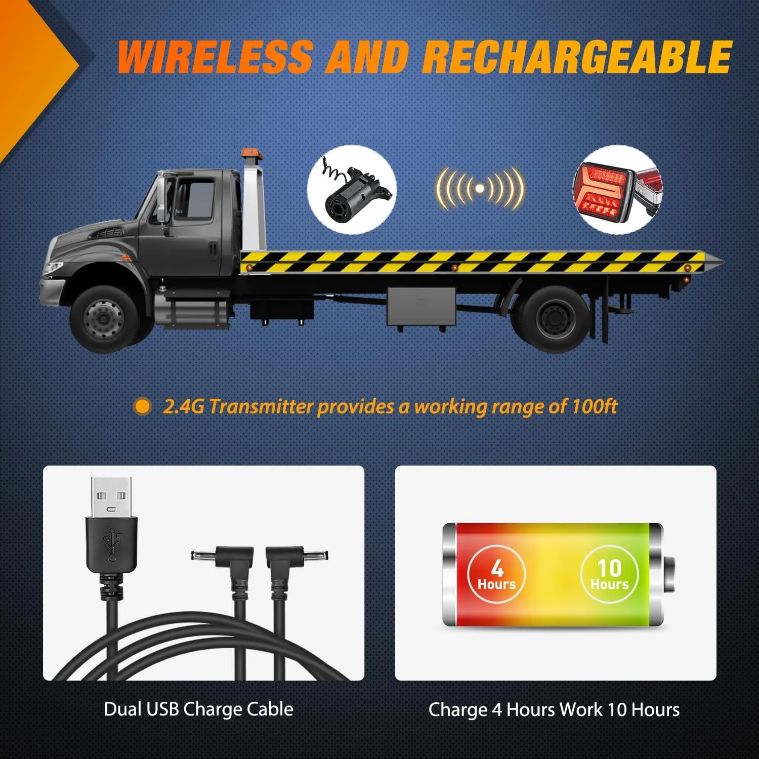 58Leds Wireless Tow Tail Light Rechargeable Towing Light Kit (Pair)