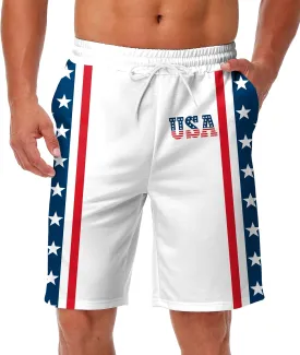AOBUTE Men's 4th of July Shorts American Flag Patriotic Shorts with Pockets