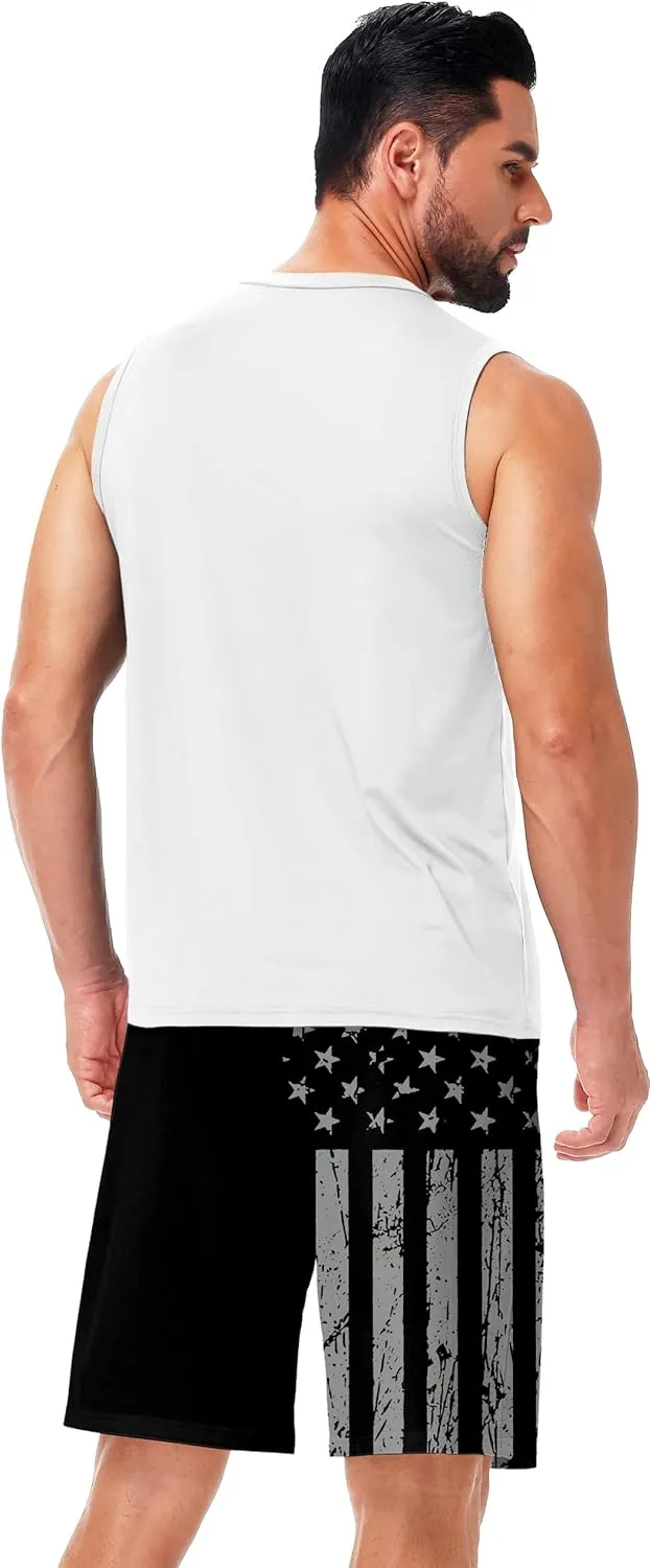 AOBUTE Men's 4th of July Shorts American Flag Patriotic Shorts with Pockets