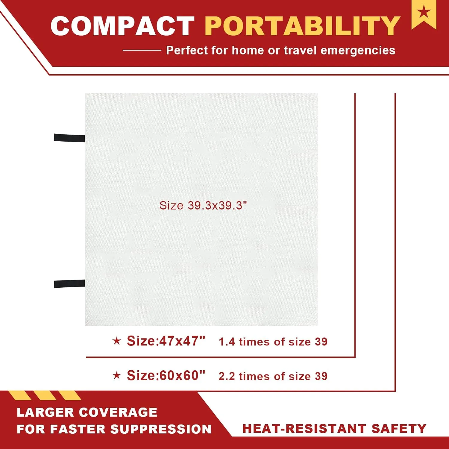 Fire Blanket for Home and Kitchen, 60"x60" Fiberglass Suppression Emergency Fire Retardant Blankets for Camping, Grill, Car, Office, Warehouse with Gloves(2 Pack)