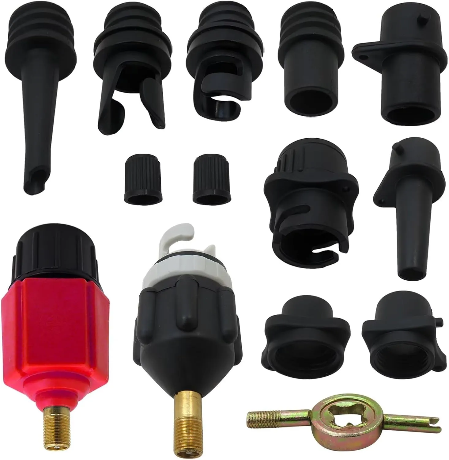 GRABOTE New 2 Inflatable Pump Adaptor, Paddle Board Valve Adapter with 9 Standard Conventional Air Pump Nozzles for Inflatables SUP Inflator Adapter Inflatable Boat Paddle Board SUP Board