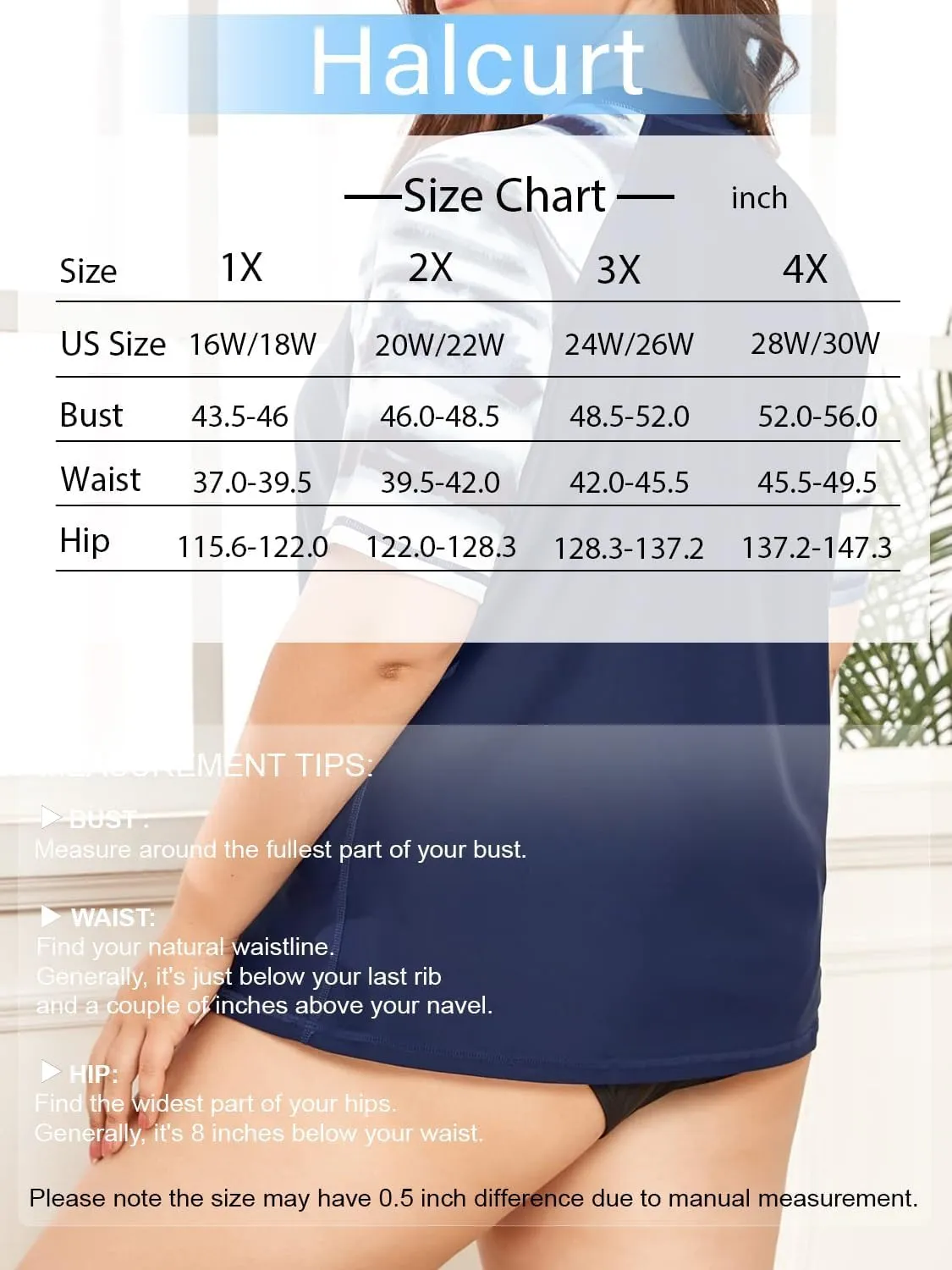 Halcurt Women's Plus Size Half Zip Short Sleeve Rash Guard Swim Top Loose Fit Swim Shirt UPF50  Swimsuit