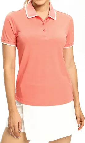 Hiverlay Women Golf Shirts Polo Shirts for Women UPF 50  Lightweight Quick-Dry Collared Tennis Daily Shirts Work Tops