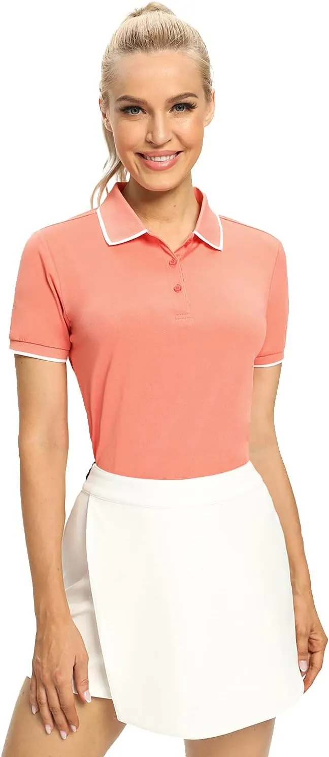 Hiverlay Women Golf Shirts Polo Shirts for Women UPF 50  Lightweight Quick-Dry Collared Tennis Daily Shirts Work Tops