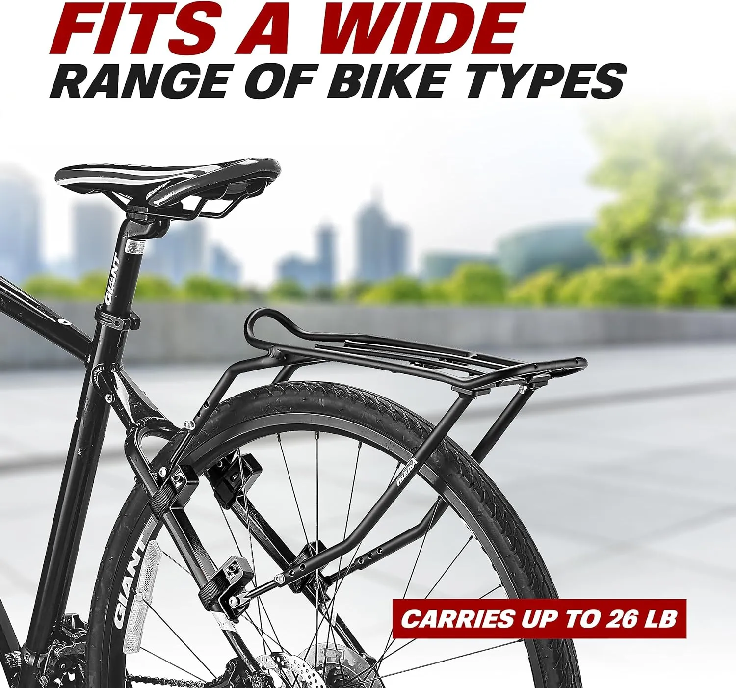 Ibera Bike Rack - Bicycle Touring Carrier Plus  for Disc Brake/Non-Disc Brake Mount, Fat Tire Bikes, Frame-Mounted for Heavier Top & Side Loads, Height Adjustable for 26"-29" Frames