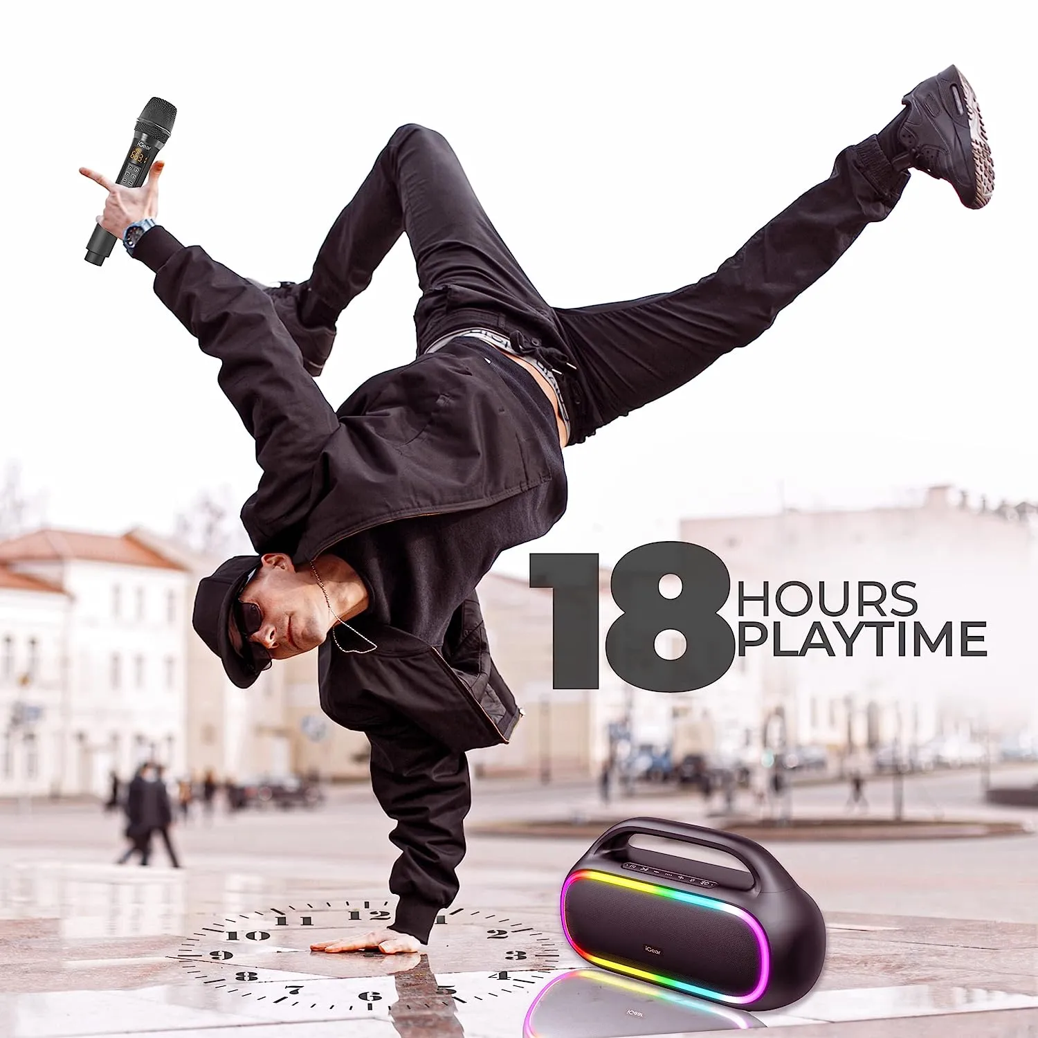 iGear Grape Portable ‎iG-1147 Wireless Speaker with 70W Output, with Wireless Rechargeable MIC, RGB LED's, TWS Mode, Multi-Compatibility Modes Type-C Charging