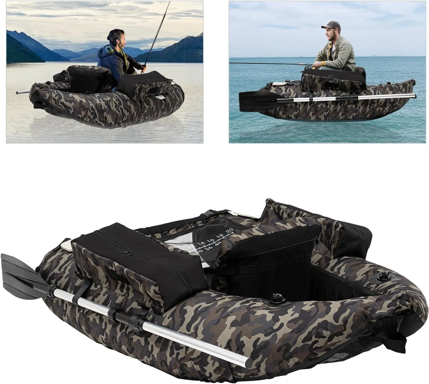 Inflatable Fishing Boat, Fishing Belly Boat, Outdoor Fishing Float Tube, Portable Fishing Raft for Angling, 286LBS Load Capacity