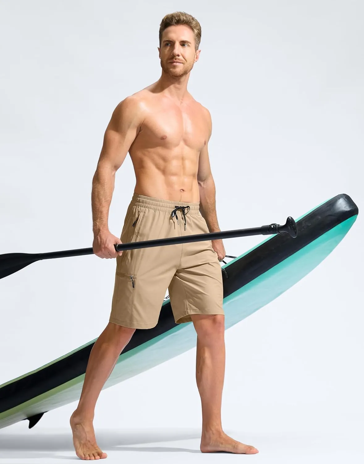 Men's Swim Trunks 9" Quick Dry Beach Shorts with 4 Zipper Pockets Board Shorts Bathing Suit Men - No Mesh Liner