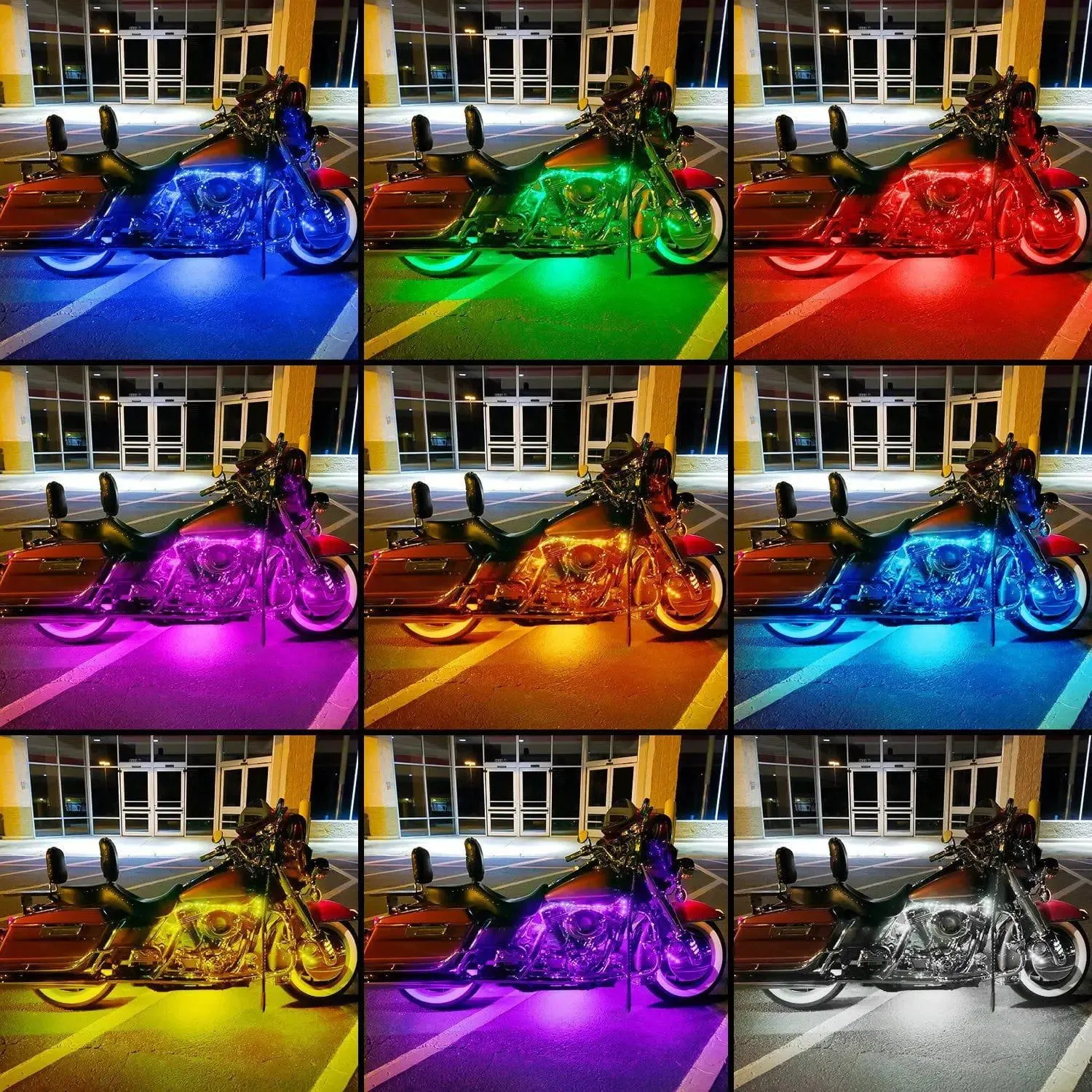 Motorcycle RGB Dual RF Remote Control LED Strip Lights 12PCS