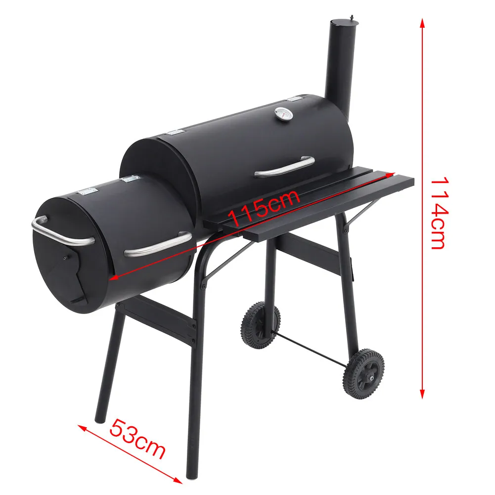 Portable Stainless Steel Charcoal Barbecue Grill Cart with 2 Grills