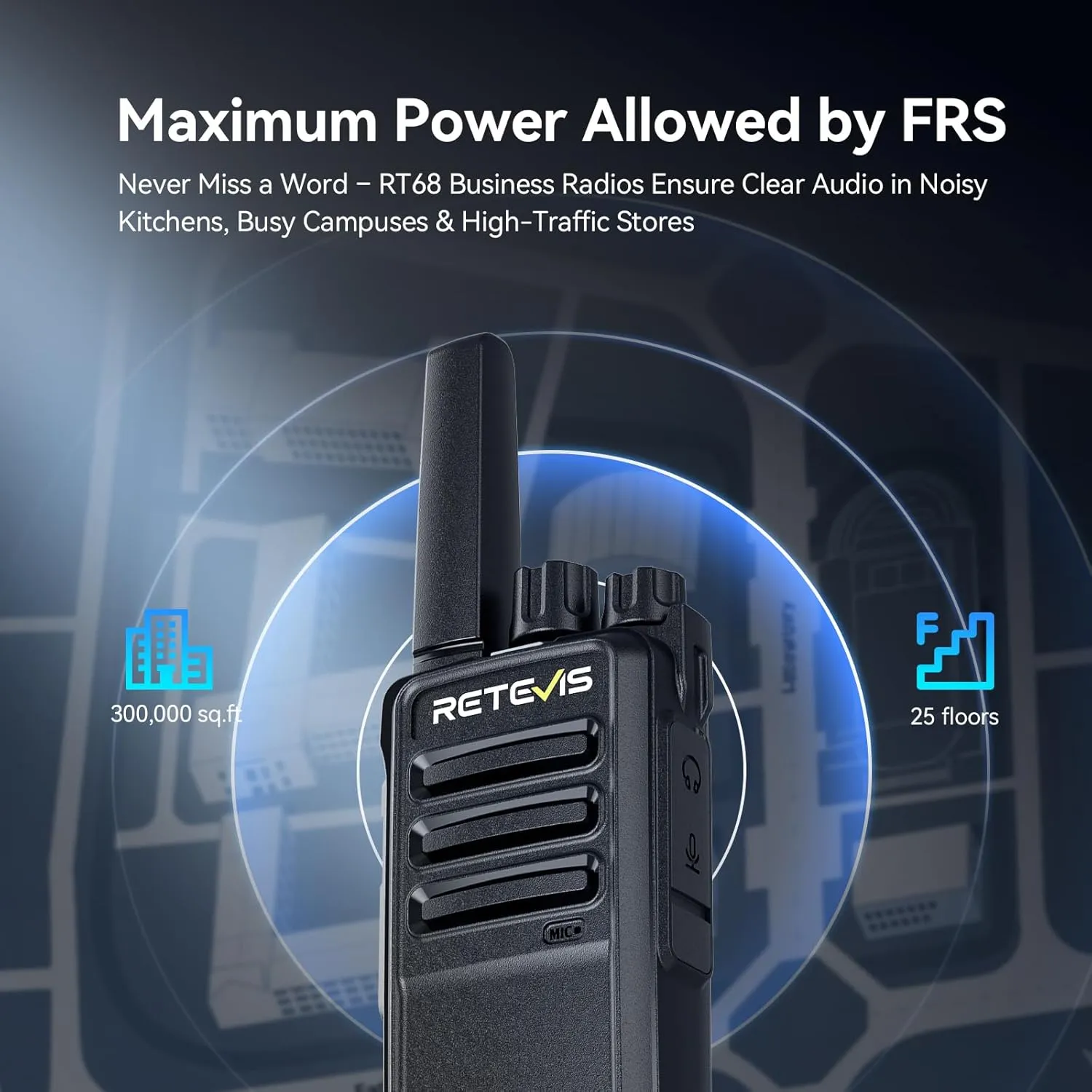 Retevis RT68 Walkie Talkies with Earpiece, Portable FRS Two-Way Radios Rechargeable, with 6 Way Multi Unit Charger, Hands Free, Long Range, Rugged 2 Way Radios 6 Pack for Adults School Church