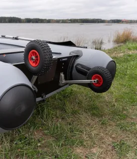 Stainless Steel Boat Launching Wheels, 6-Position Folding Design, Heavy-Duty Inflatable Dinghy Transport System