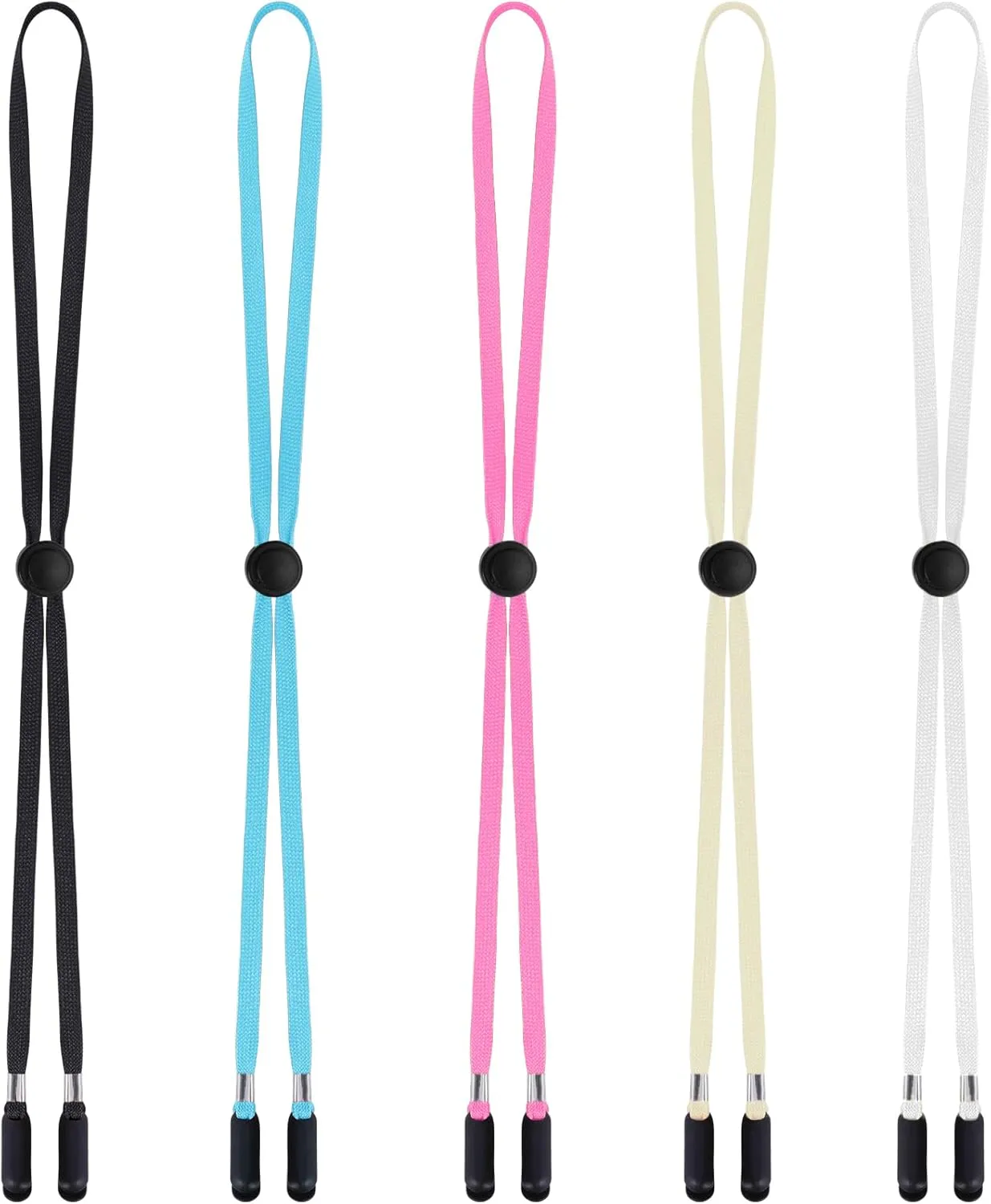 Sucrain 5 Pieces Adjustable Hat Strap Clips Hat Chin Cord for Golfing, Fishing, Boating