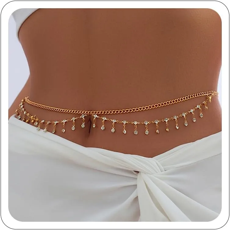 Waist Chains Belly Chains for Women Waist Beads Dainty Layered Gold Body Chain Jewelry for Women Summer Beach Bikini Stomach Jewelry Accessories