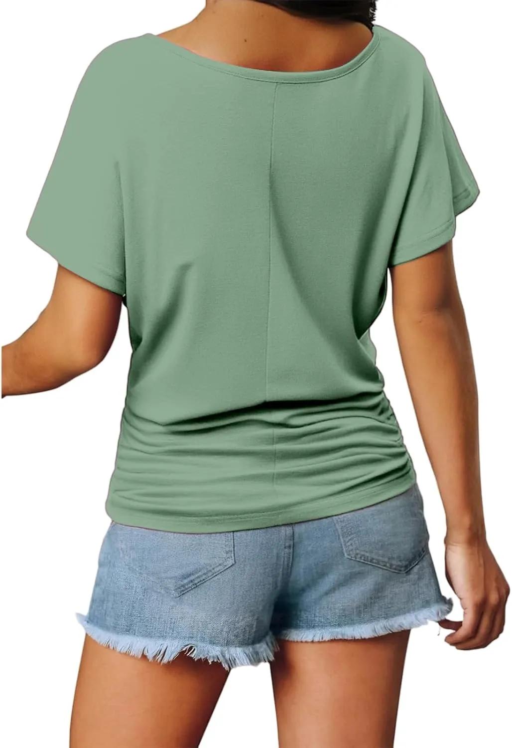 Womens Summer Blouses 2025 Solid Short Sleeve V Neck Casual Loose Fit Shirts Basic Comfy Breathable Trendy Tops