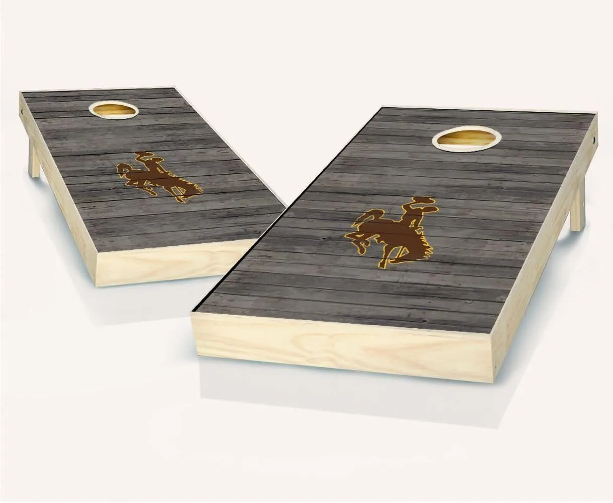 Wyoming Cowboys Distressed Themed Cornhole Wraps Board Set Bean Bag Toss   8 ACA Regulation Bags ~ Made in The USA